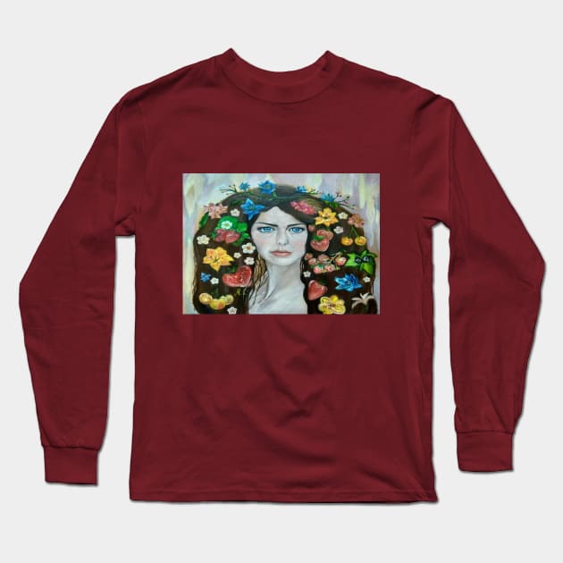 The Portrait of the Girl (Stylized) Long Sleeve T-Shirt by mariasibireva